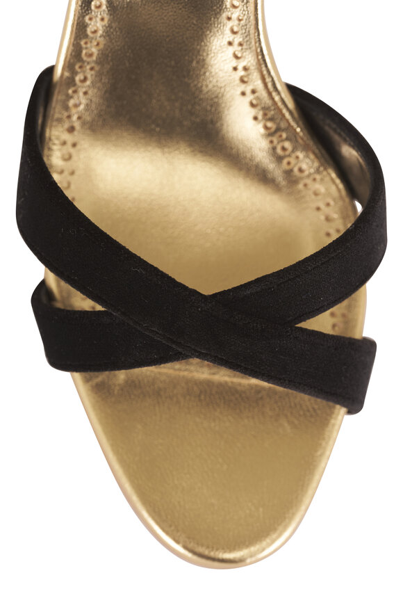 Manolo Blahnik Callydra Black Velvet & Gold Slingback Sandal - view 5