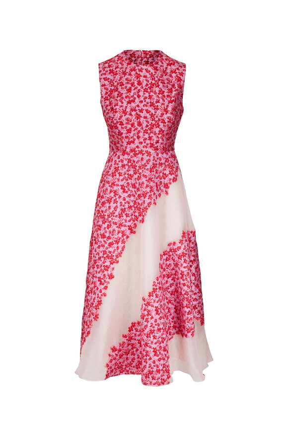 Lela Rose - Linear Floral Full Skirt Dress