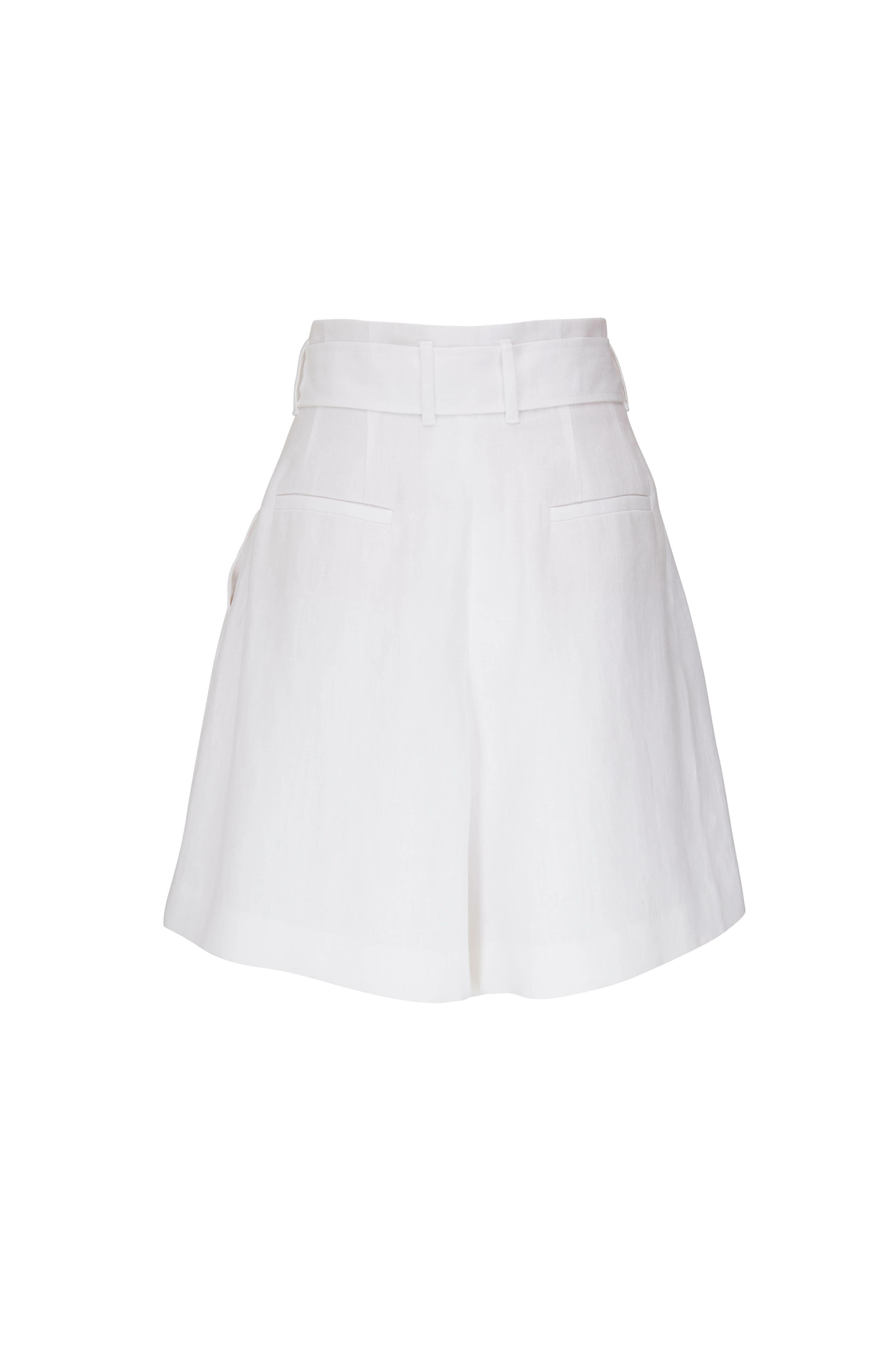 Lafayette 148 New York - Degraw White Linen Belted Shorts