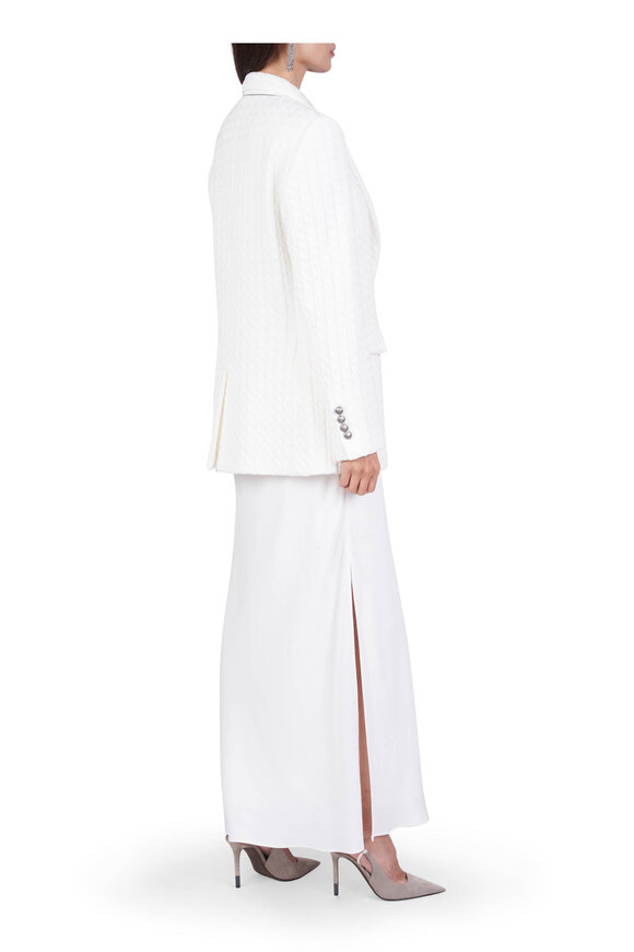 Brunello Cucinelli Ivory Cable Knit Cotton Blazer - view 4