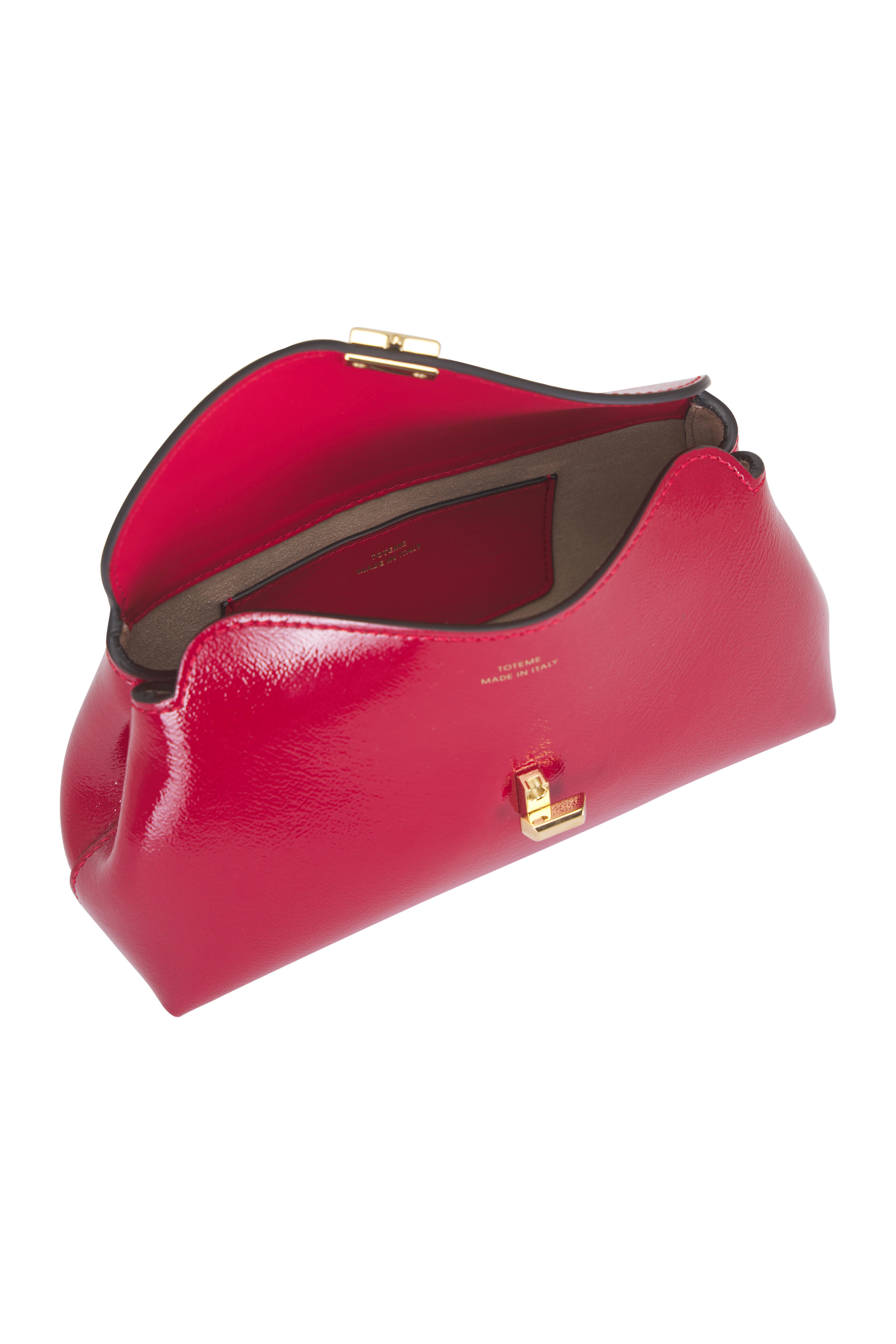 Totême - Mini T-Lock Naplack Red Leather Clutch