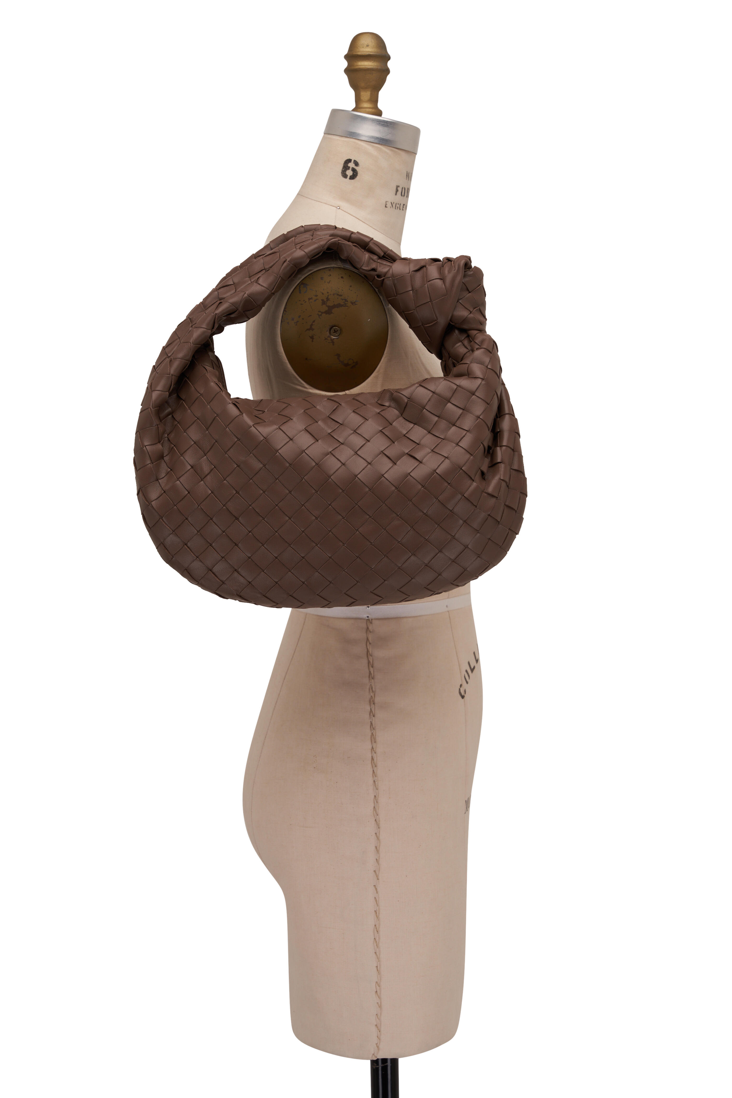 Bottega Veneta Mini Jodie Bag in Taupe Grey & Gold, Brown. Size all.