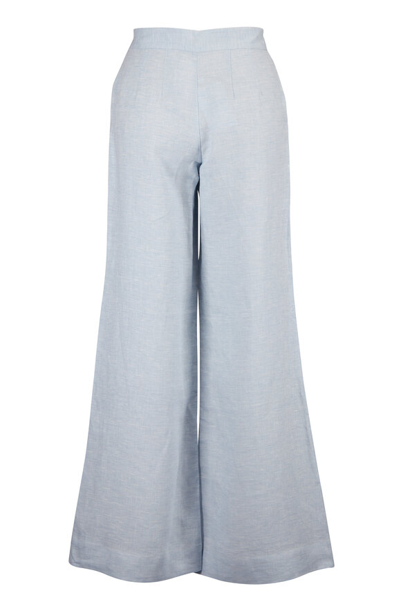 Hevron Capri Sky Blue Linen Pant - view 2