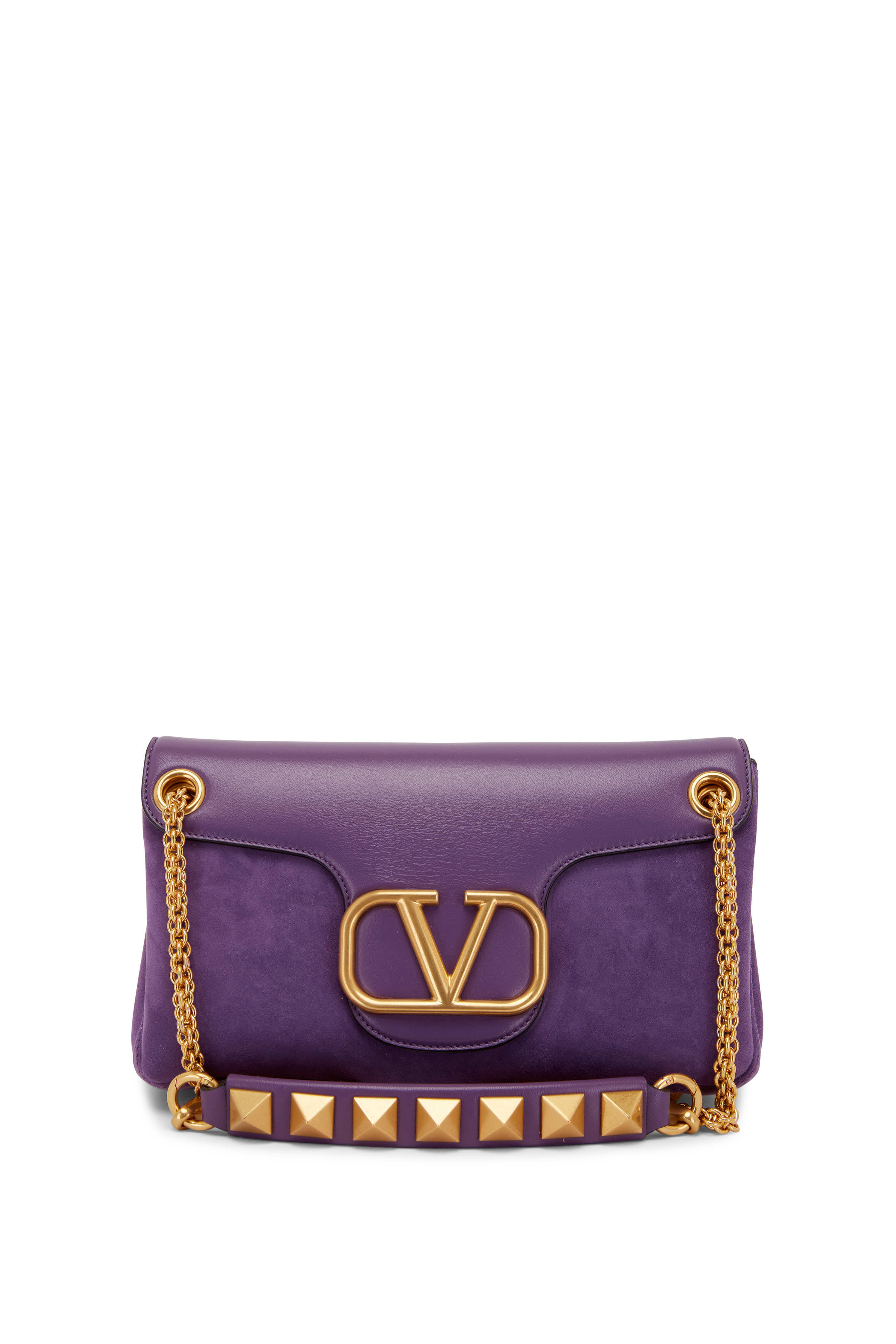 Valentino Womens Leather Jeweled Studded Clutch Handbag Black Silver Tone