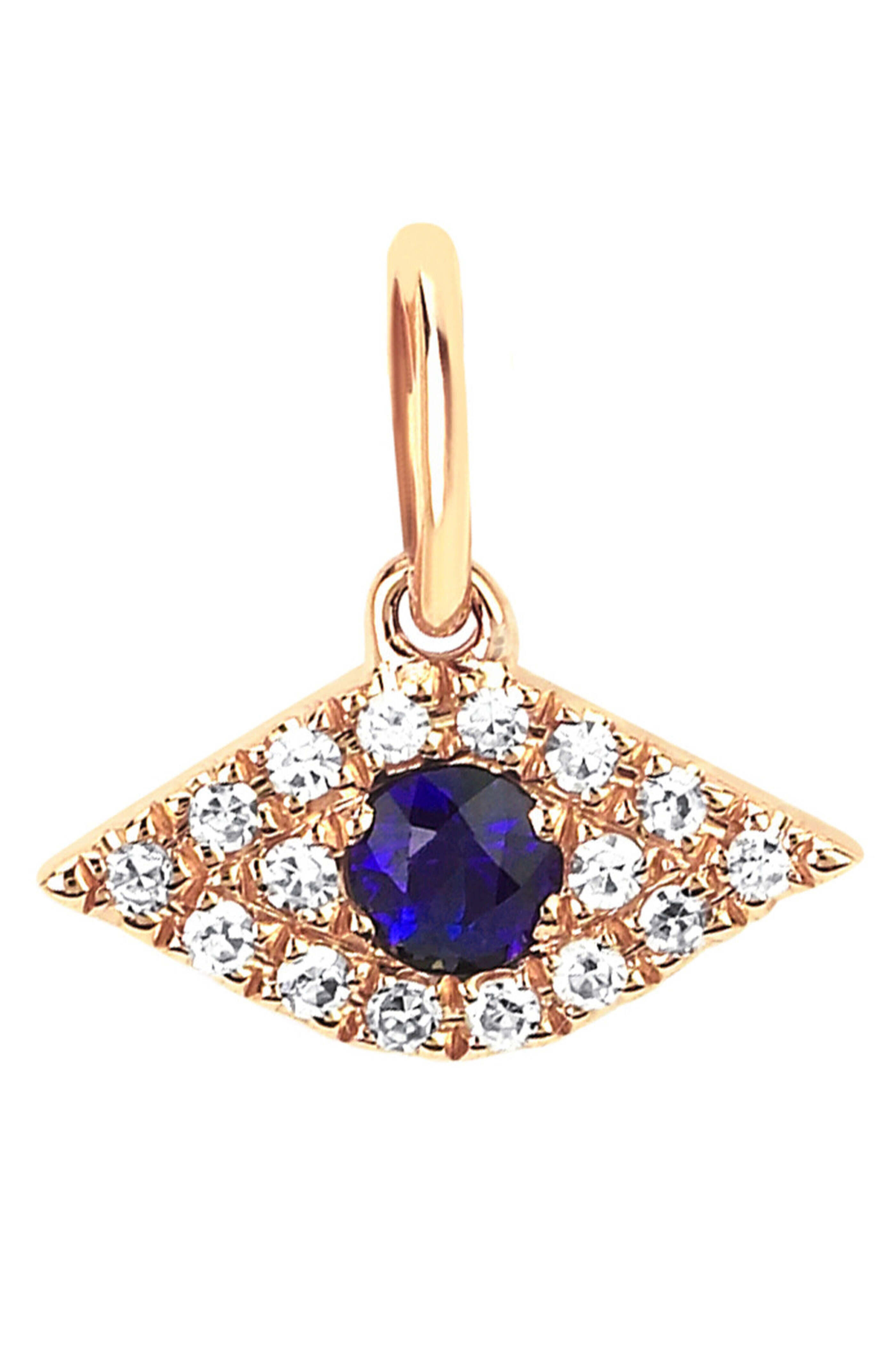 Ef Collection - Blue Sapphire and Diamond Evil Eye Charm Pendant