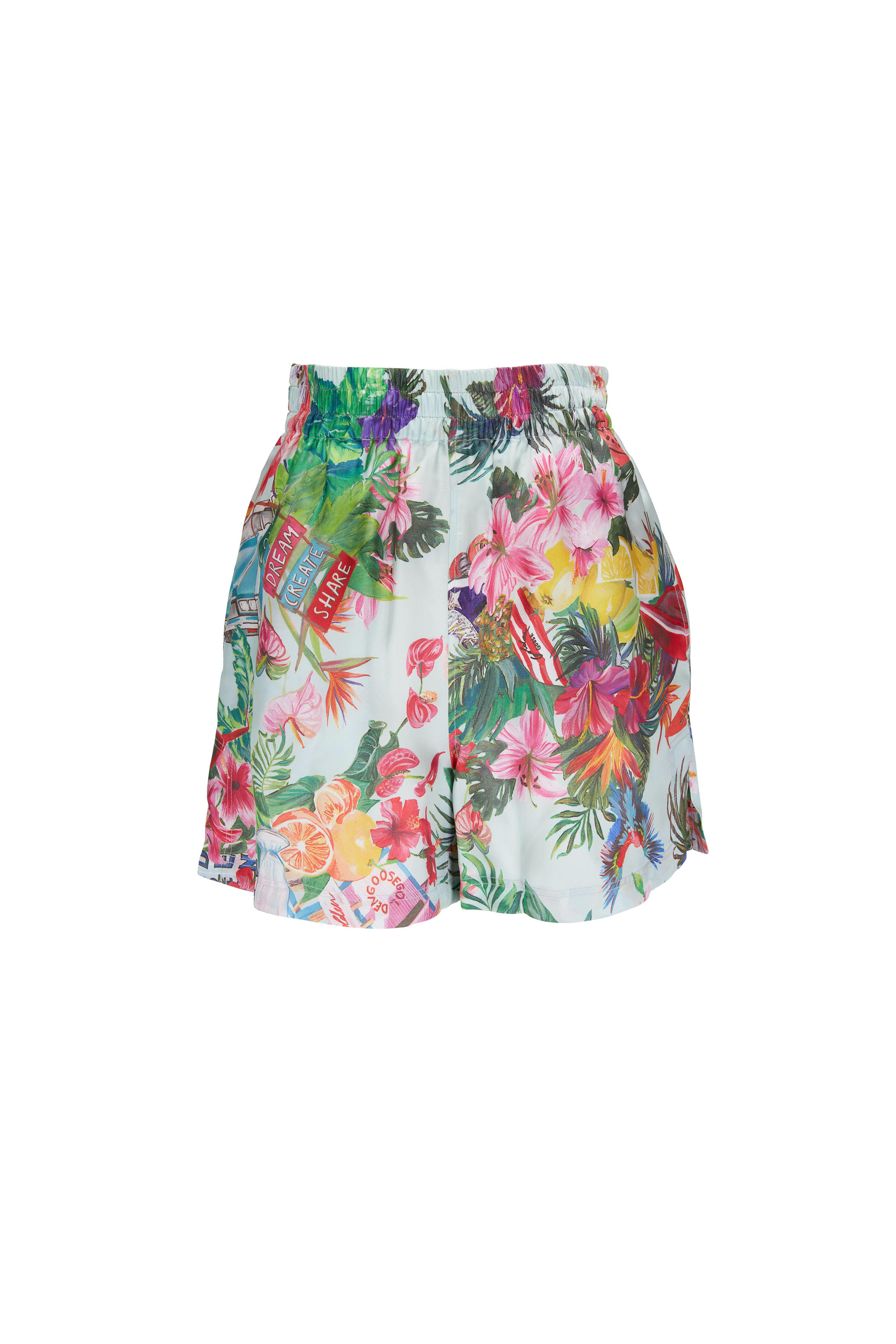 Golden Goose - Cinderella Morning Mist & Multi Miami Print Shorts