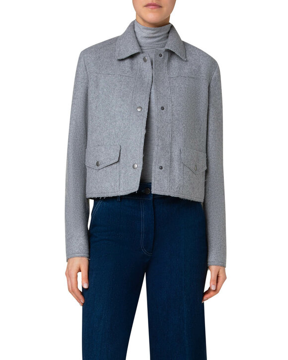 Akris Punto - Gray Patch Pocket Wool Shirt Jacket 