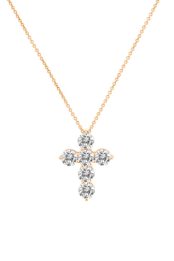 Diana M Jewels 14k Rose Gold Diamond Cross Pendant Necklace - view 1