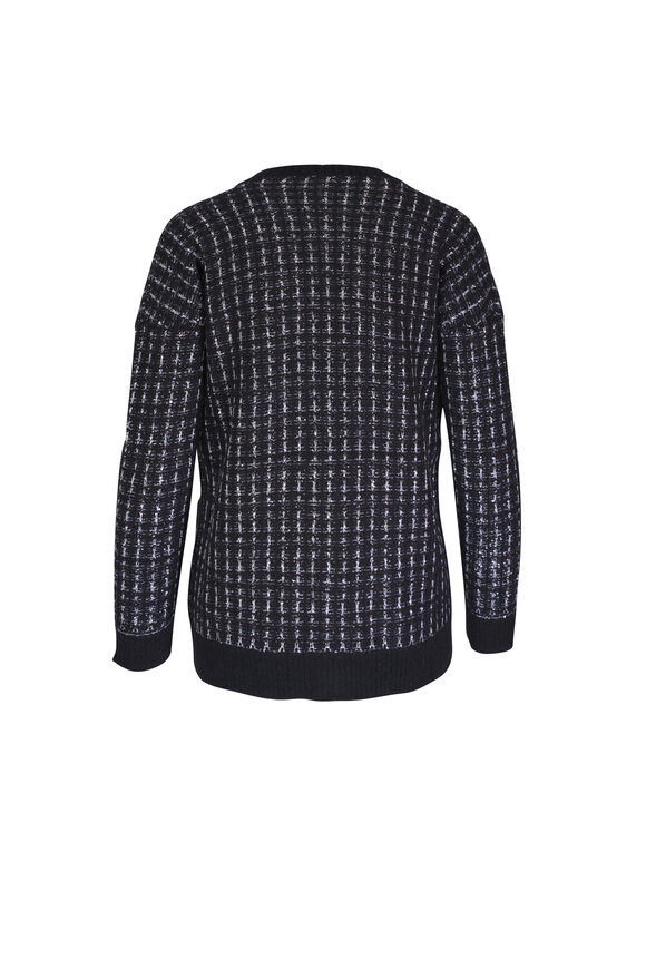 D.Exterior - Black Tweed Knit Lurex Cardigan 