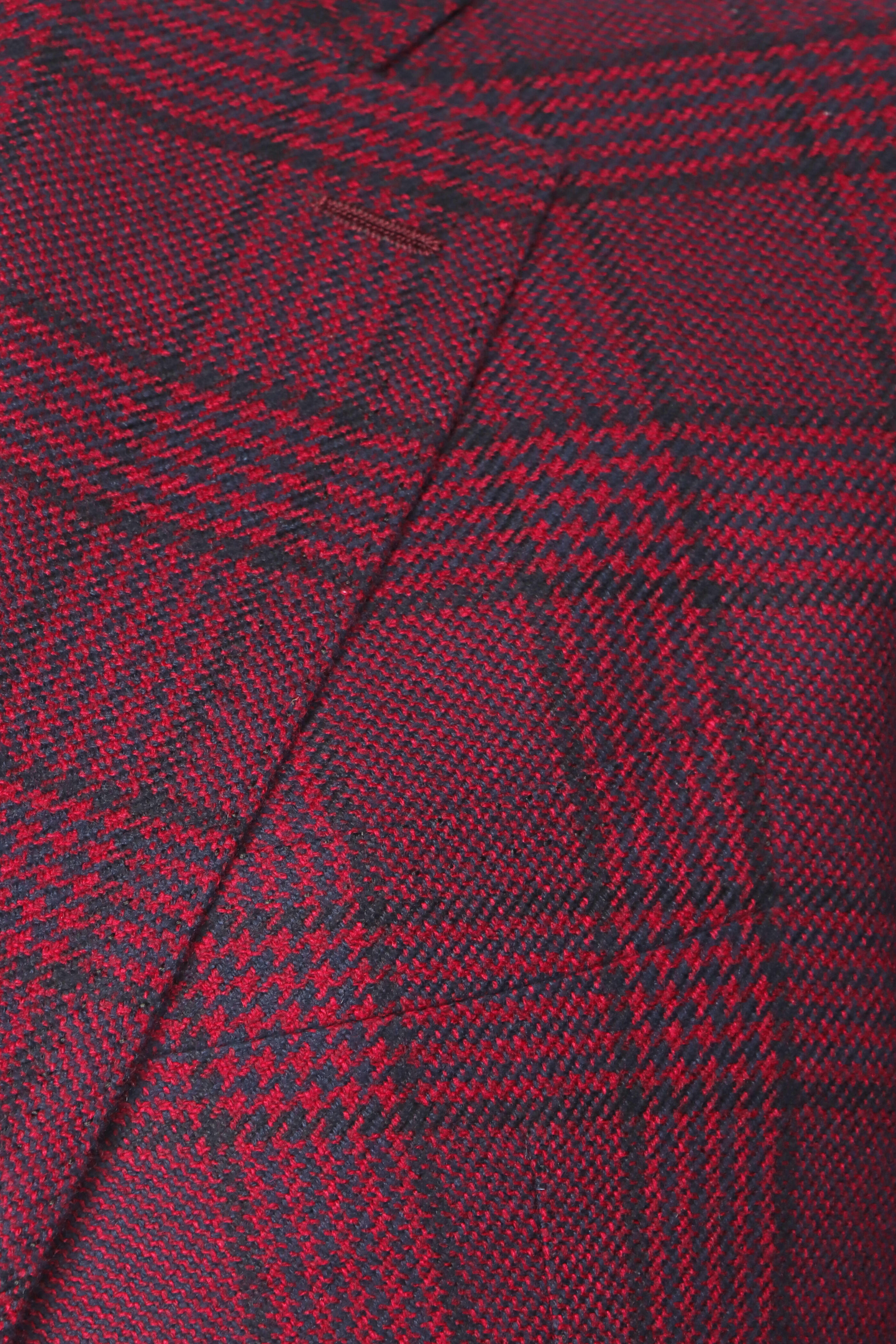 Cesare Attolini - Raspberry & Navy Plaid Cashmere Sportcoat