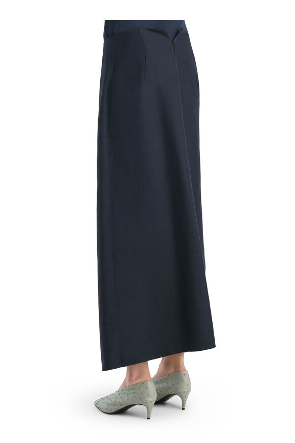 Khaite Tal Dark Navy Double Layered Skirt - view 2
