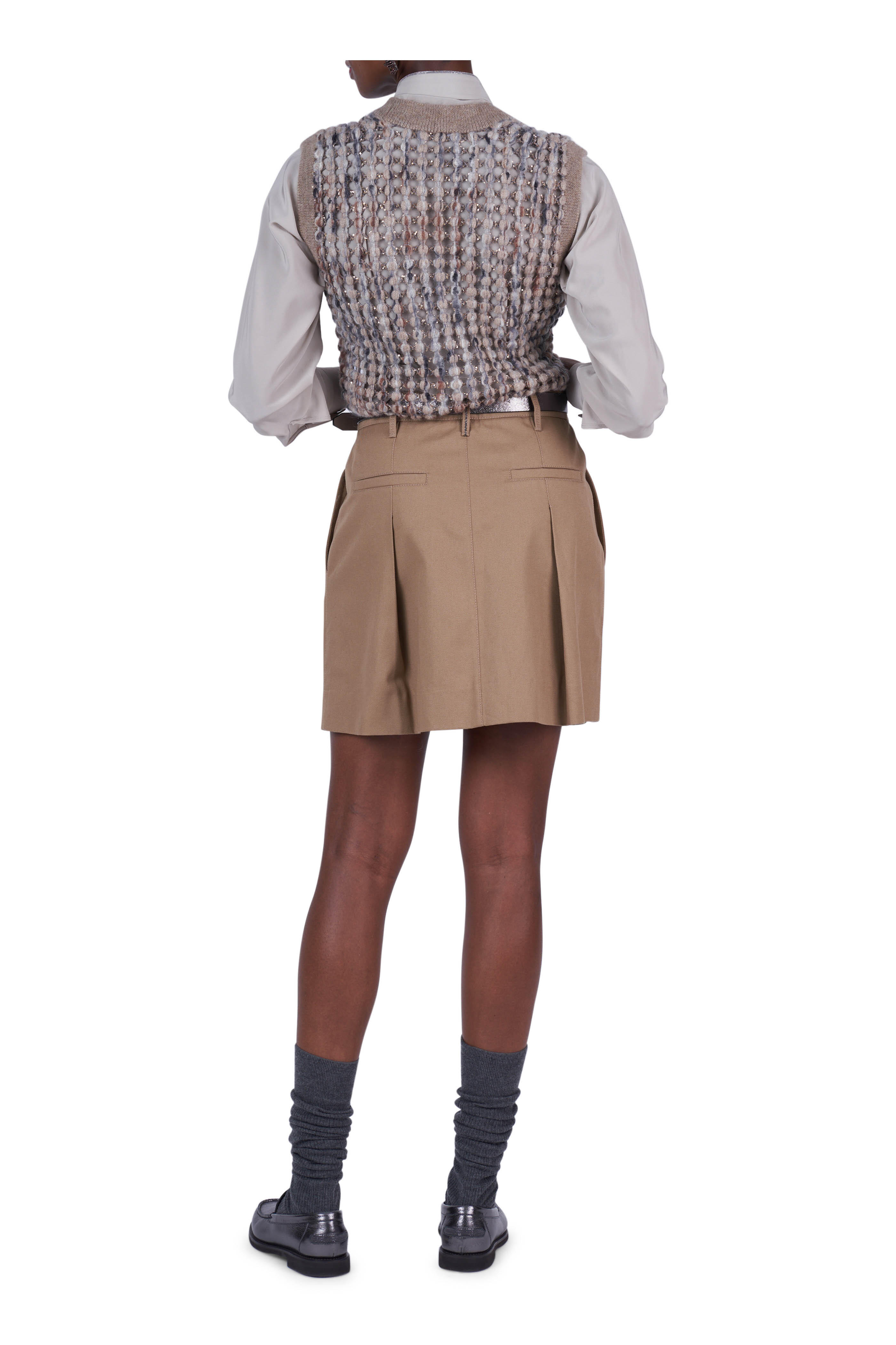 Brunello Cucinelli - Multicolor Beige Open Knit Palliete Vest