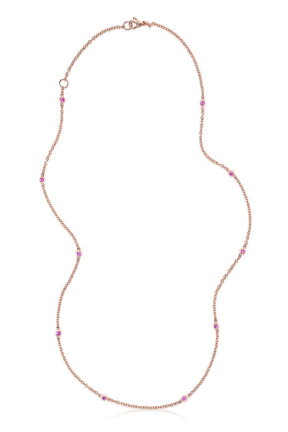 Nam Cho 18k Rose Gold Pink Sapphire Station Necklace - view 1