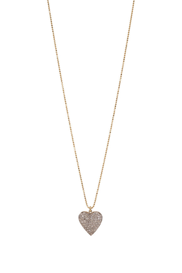 Renee Lewis Antique Pavé Diamond Heart Pendant Necklace
