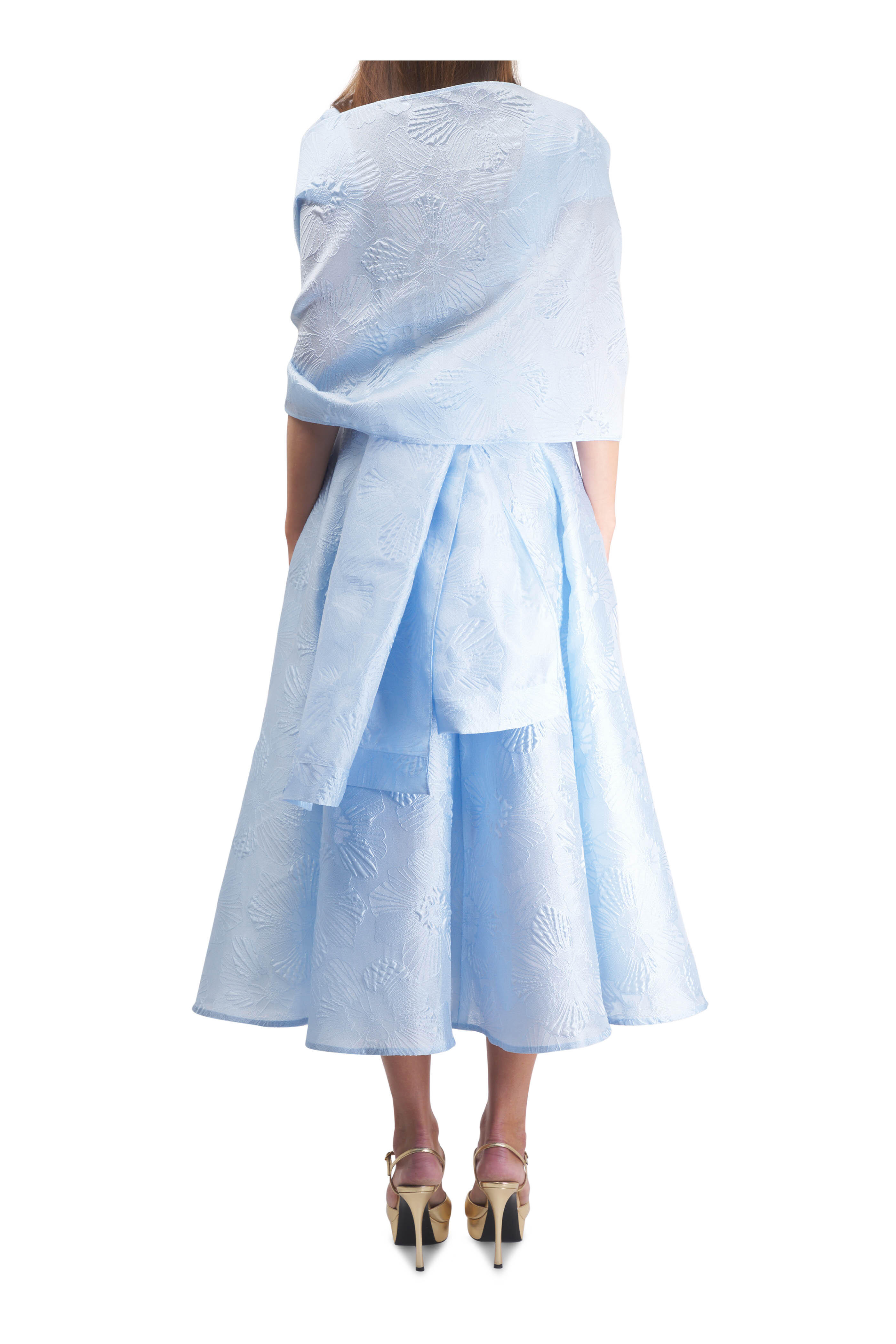 Talbot Runhof - Cornflower Blue Anemone Jacquard Stole