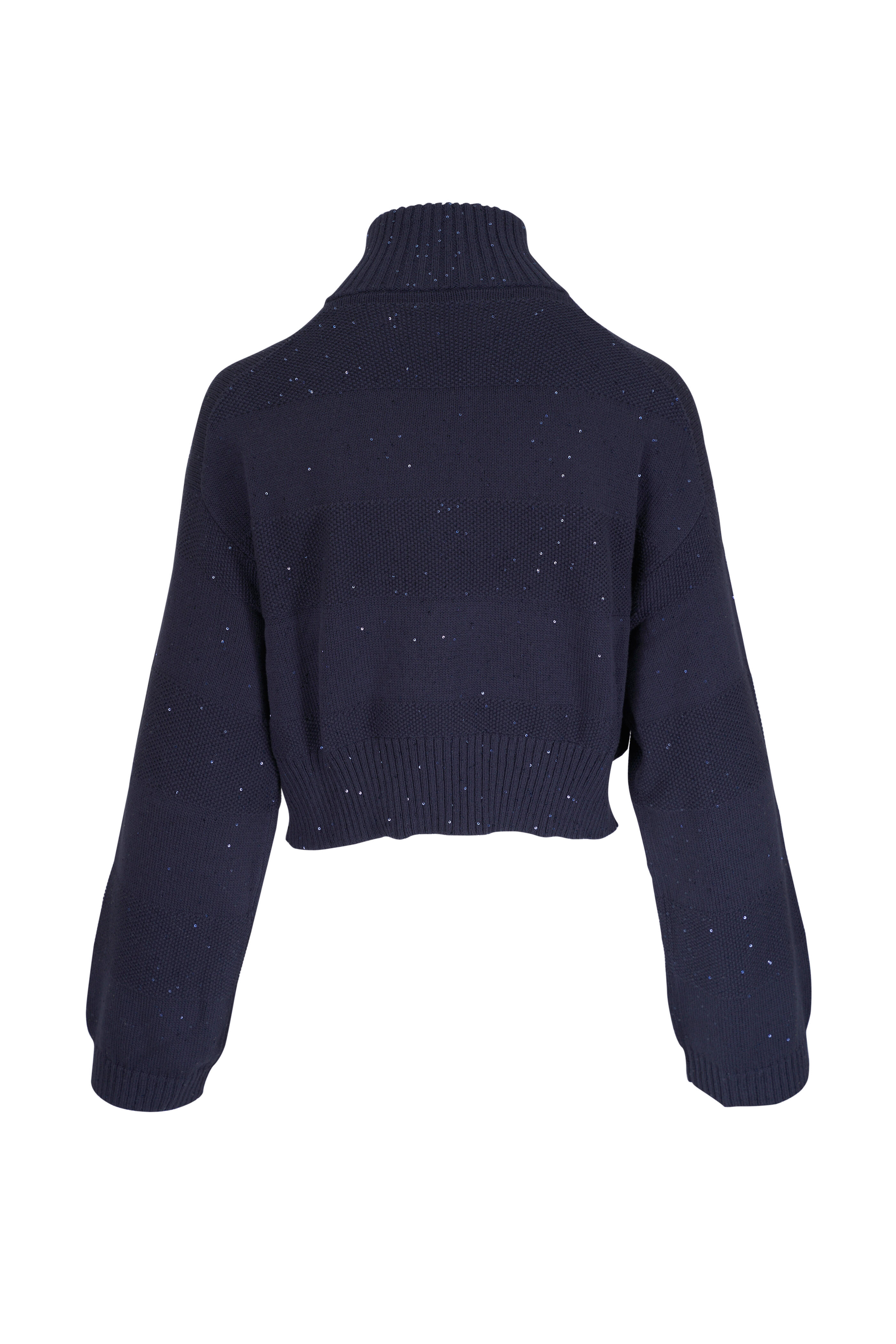 Brunello Cucinelli - Blue Abyss Stripe Paillette Cotton Sweater - view 2