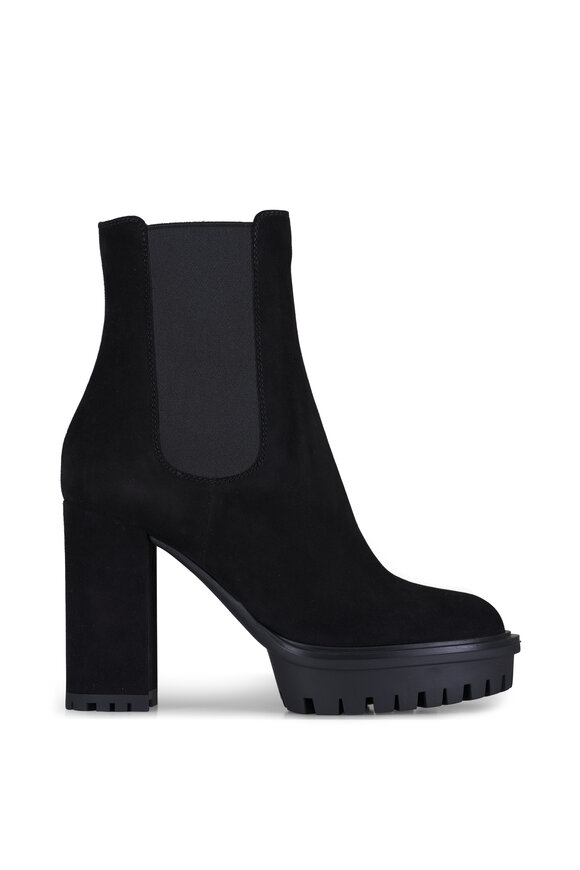 Gianvito Rossi Barry Black Suede Platform Bootie, 70mm - view 2