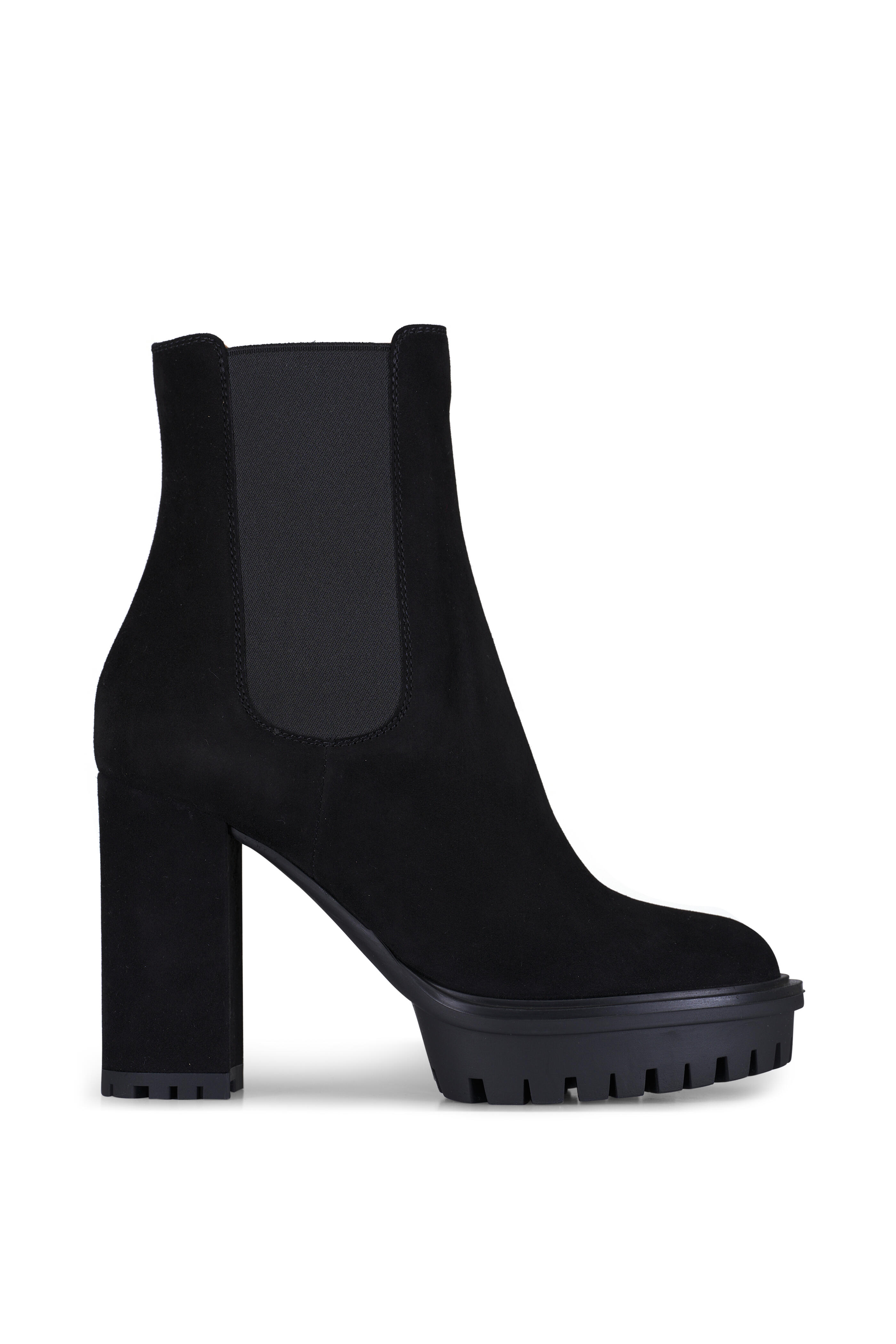 Gianvito Rossi - Barry Black Suede Platform Bootie, 70mm