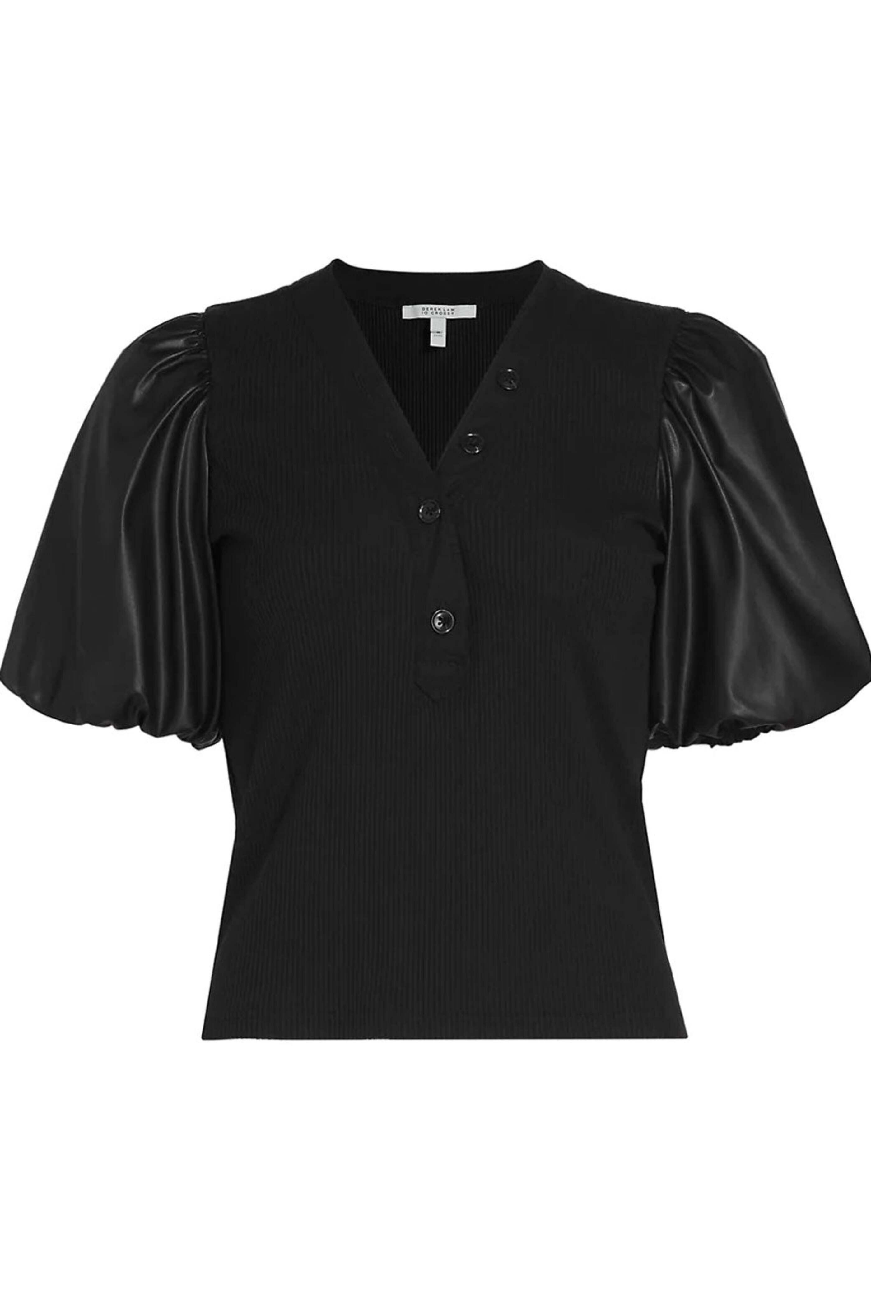 Derek Lam - Black Amber Mixed Media Shirt