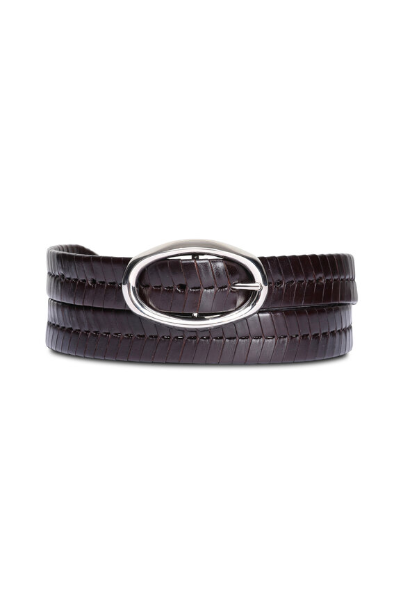 Brunello Cucinelli Braided Dark Brown Leather Belt
