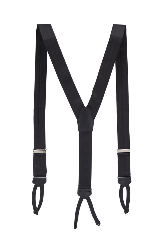 Trafalgar Black Herringbone Silk Suspenders - view 2