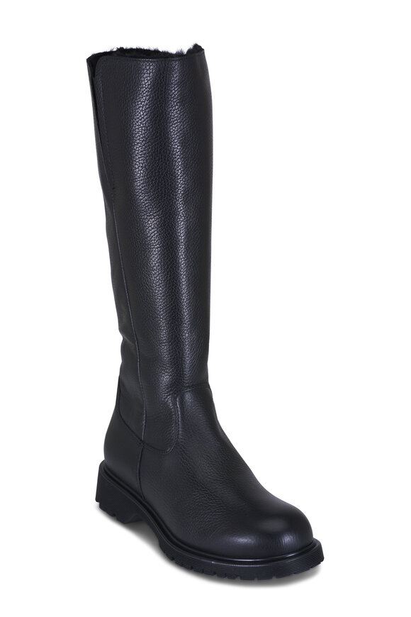 La Canadienne - Helene Pebble Black Leather Shearling Lined Boot