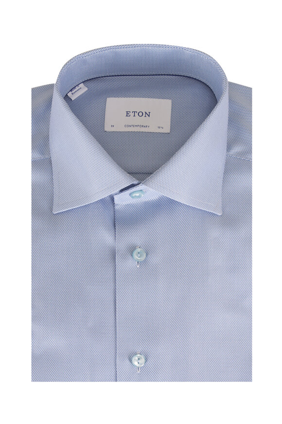 Eton Light Blue Textured Contemporary Fit Dress Shirt - view 1