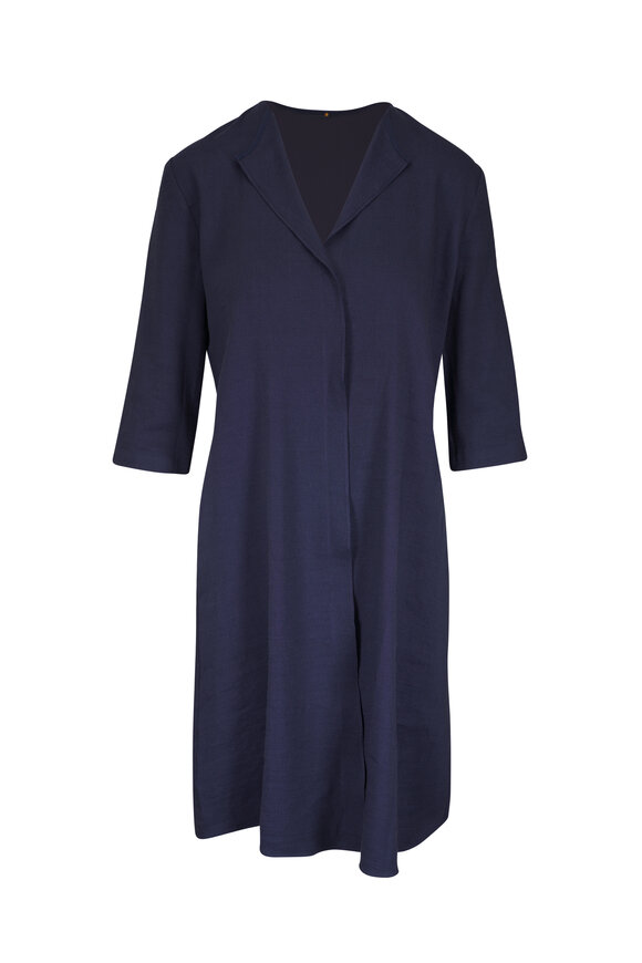 Peter Cohen Ethnic Navy Stretch Linen Viscose Dress