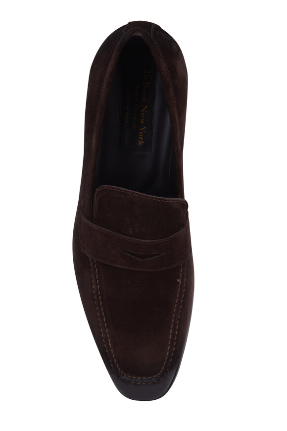 To Boot New York - Raleigh Dark Brown Suede Penny Loafer