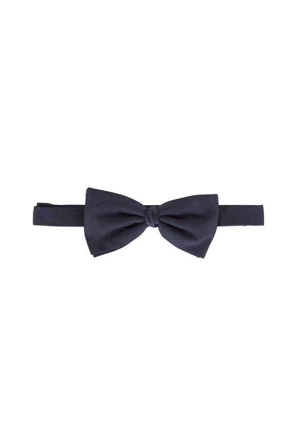 Zegna - Dark Navy Silk Faille Pre-Tied Bow Tie