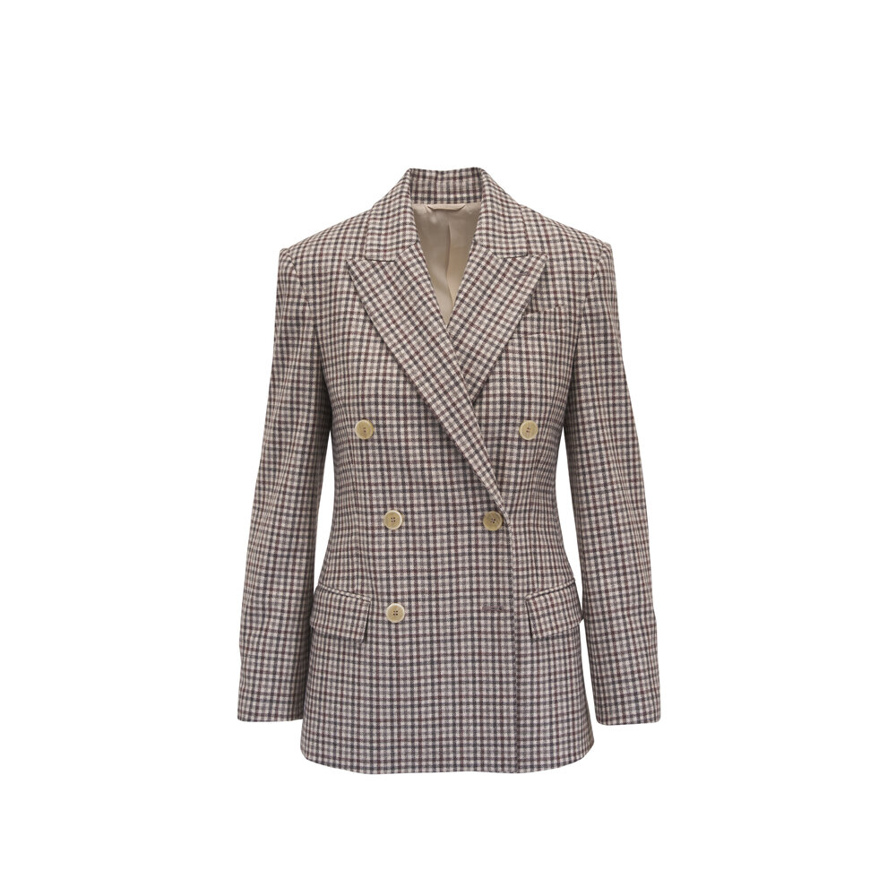 Brunello Cucinelli - Multicolor Plaid Wool Double Breasted