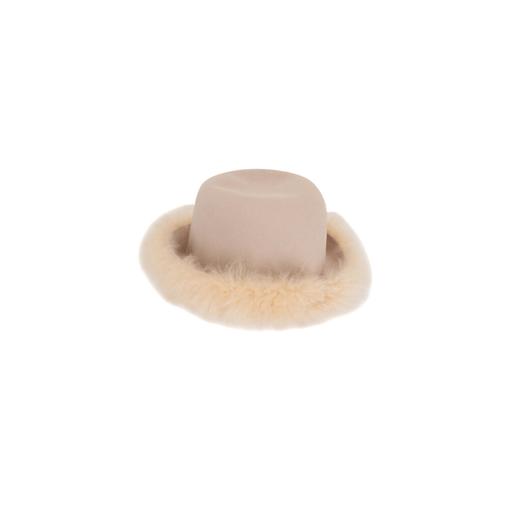 Loro Piana Women's Ciel Shadow Gold Lapin & Felted Baby Cashmere Hat