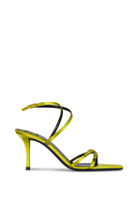Saint Laurent Citron Green Satin Sandal, 75mm - view 4