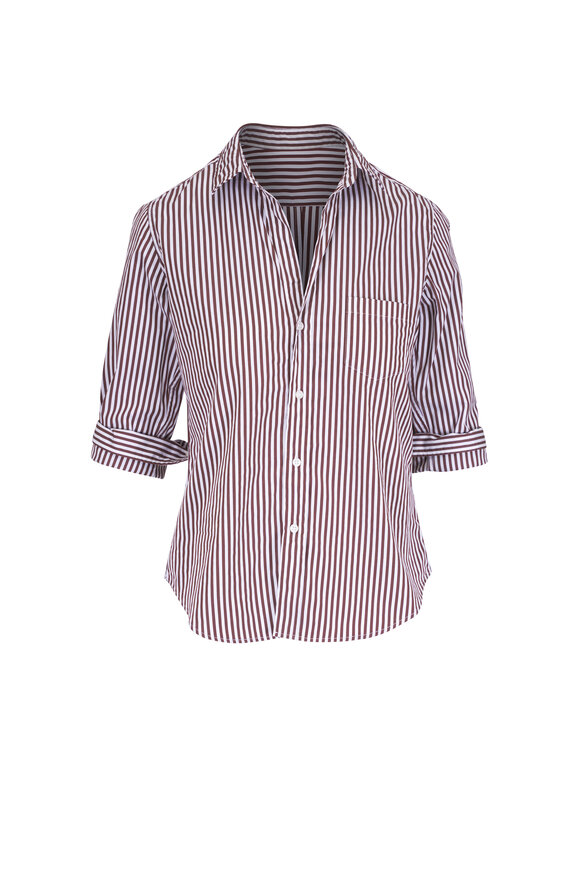 Frank & Eileen Barry Brown Stripe Tailored Button Down