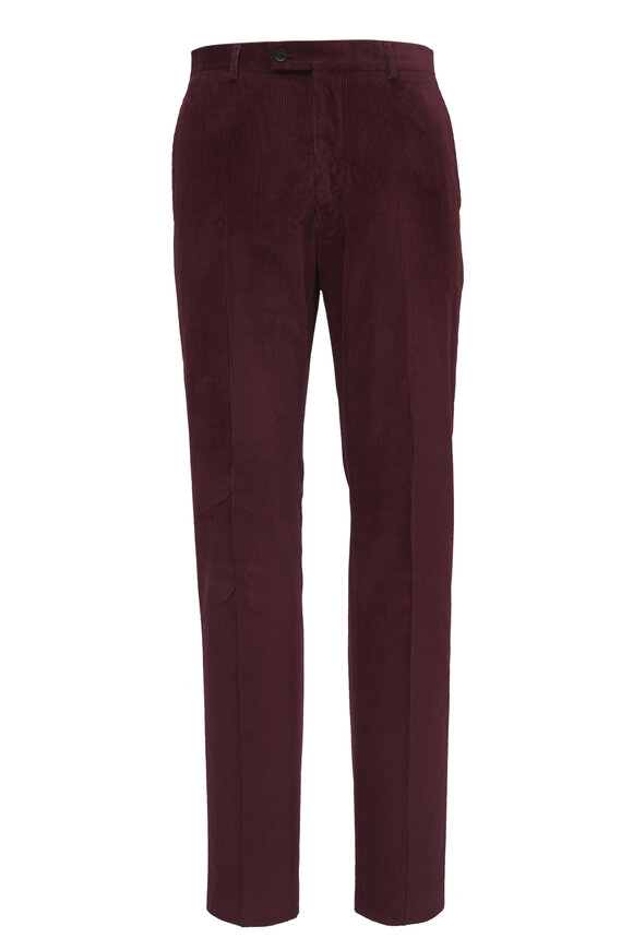 Maurizio Baldassari Burgundy Stretch Corduroy Pant