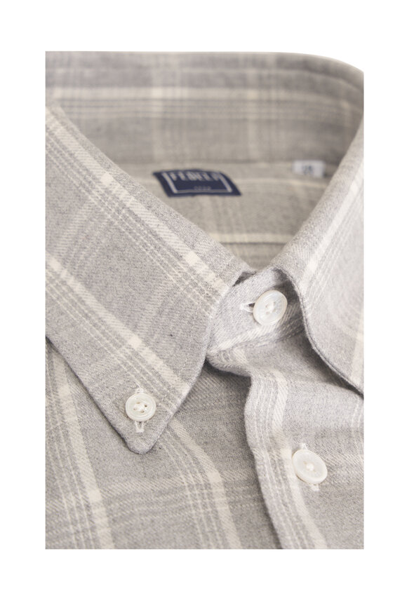 Fedeli Alberto Gray Check Flannel Sport Shirt - view 4