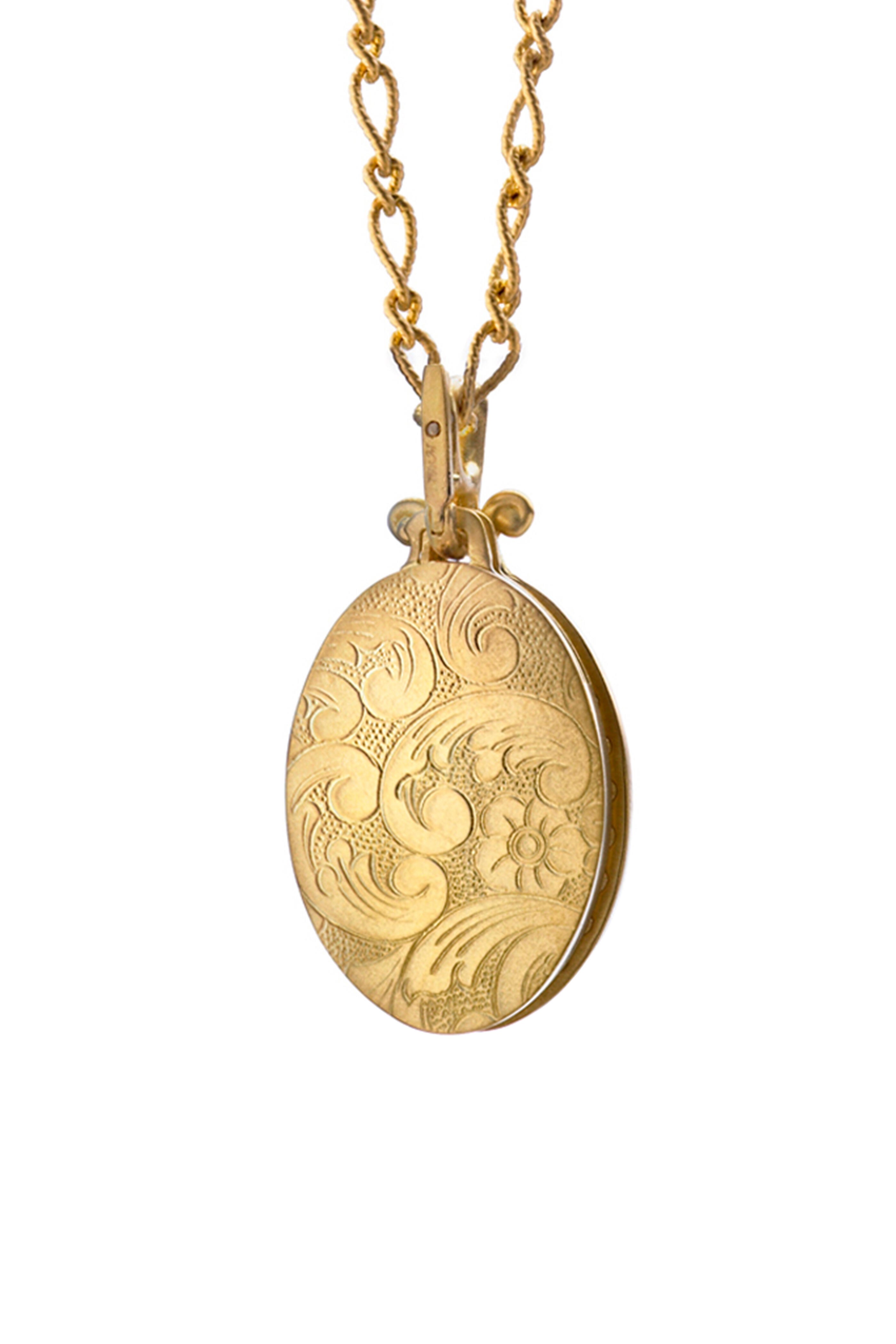 Monica Rich Kosann Yellow Gold Oval Gate Locket Necklace