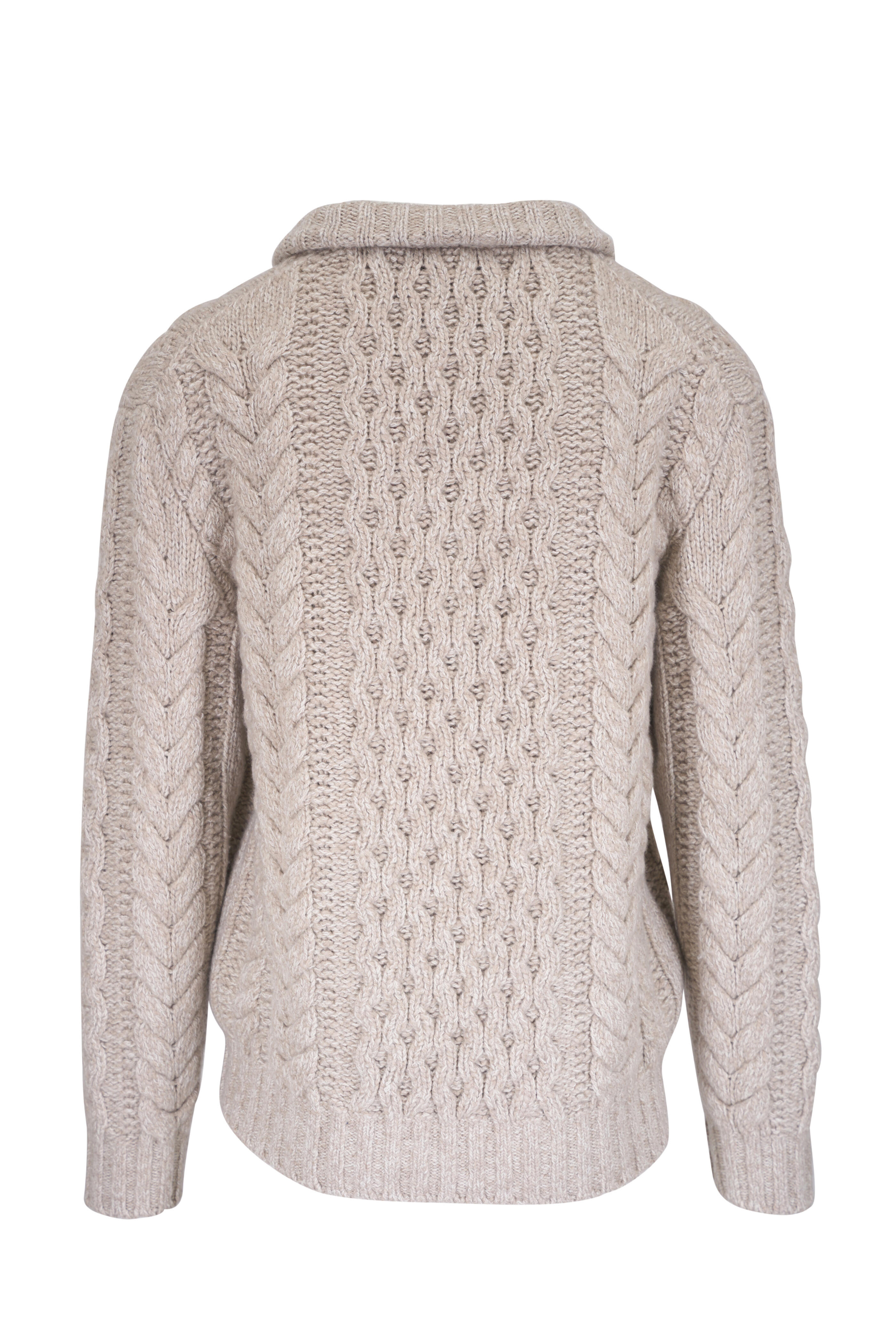 Loro Piana - Valduggia Garden Sand Cashmere Quarter Zip Sweater