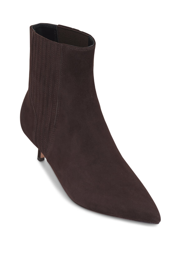 Veronica Beard Lisa Espresso Suede Short Boot, 45mm