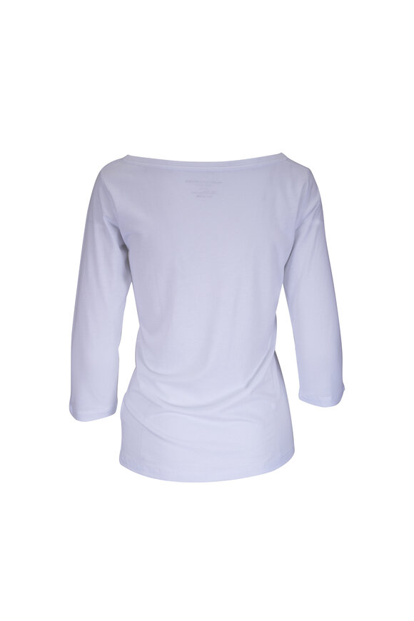 Majestic White Three Quarter Sleeve Boatneck T-Shirt - view 2