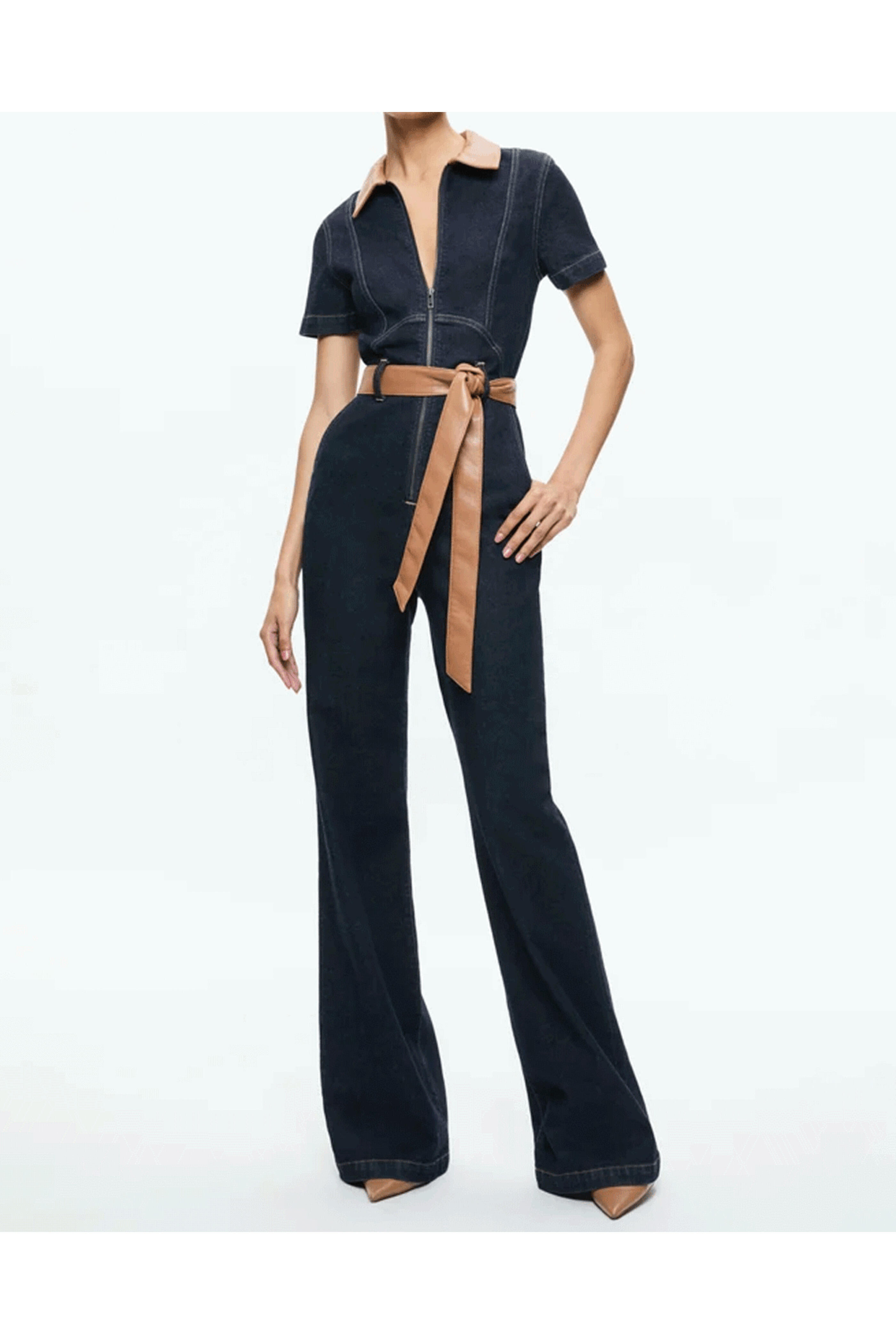 ALICE+OLIVIA ワイドレッグジャンプスーツ BELDEN alice + olivia Belden Wide Leg Colorblock Jumpsuit | Shopbop