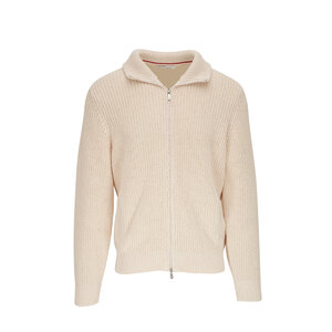 リブ編みフードニット●Brunello Cucinelli●クリーム色 リブ編みフードニット○Brunello Cucinelli○クリーム色