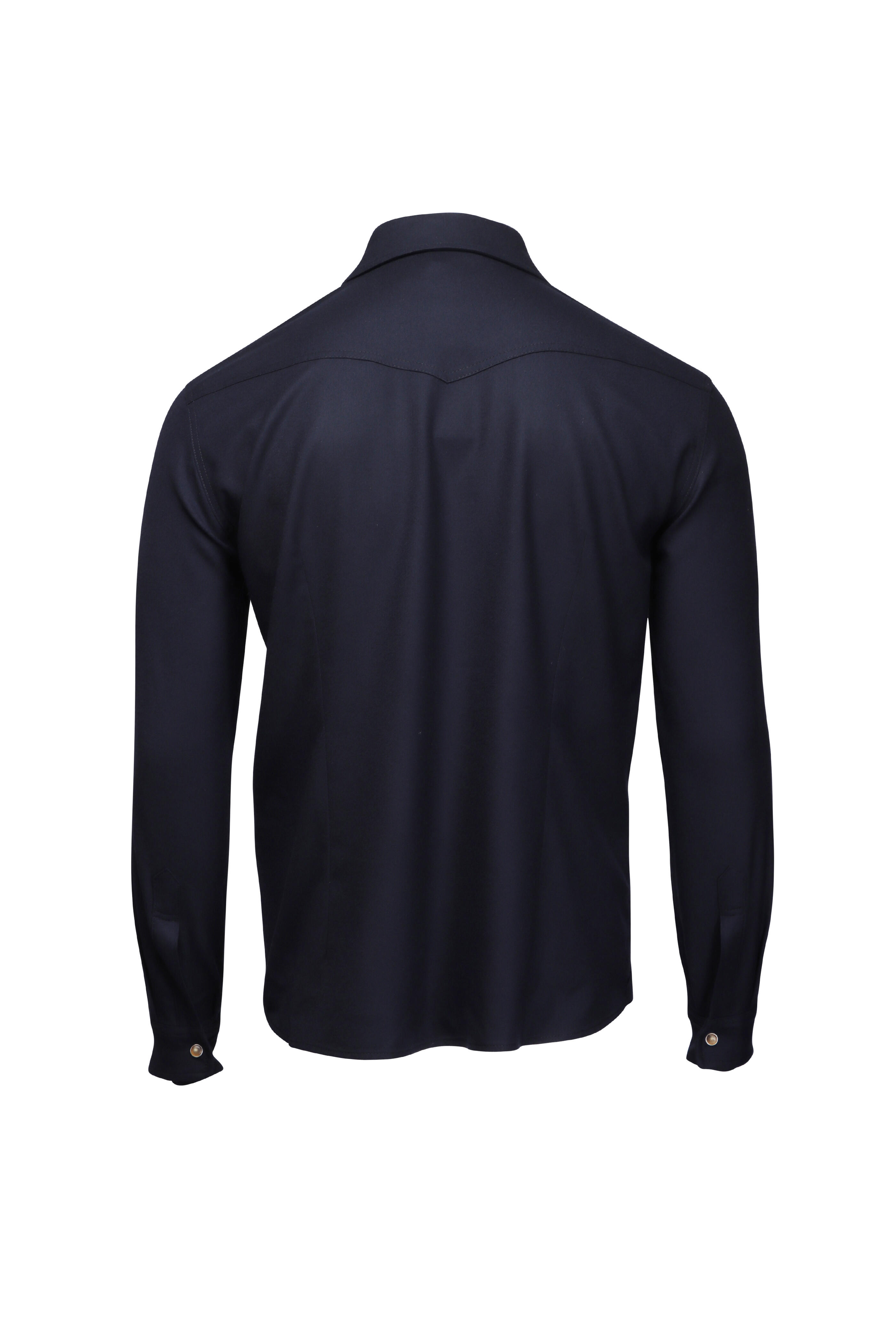 Marco Pescarolo - Navy Wool Snap Overshirt