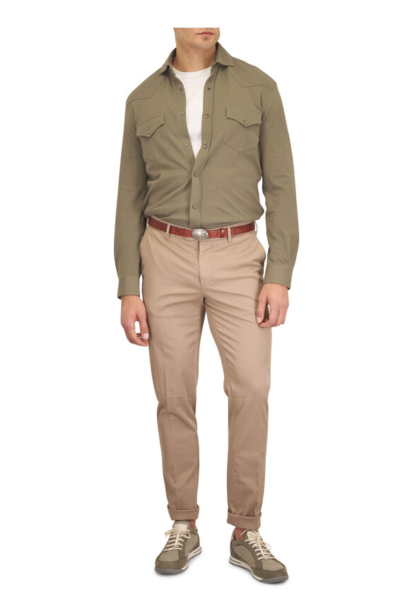 Brunello Cucinelli Biscotti Flat Front Cotton Chino - view 2