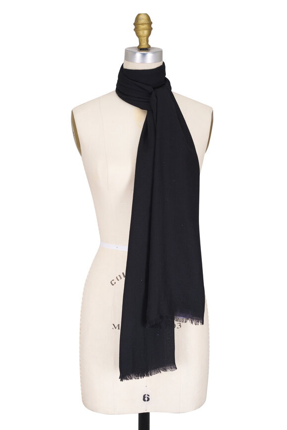 Akris Black Swarovski Crystal Embellished Scarf