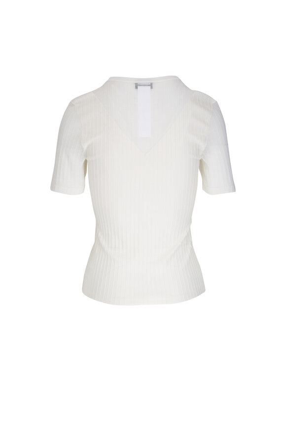 Akris - Ecru Round Neck Short Sleeve Sweater 