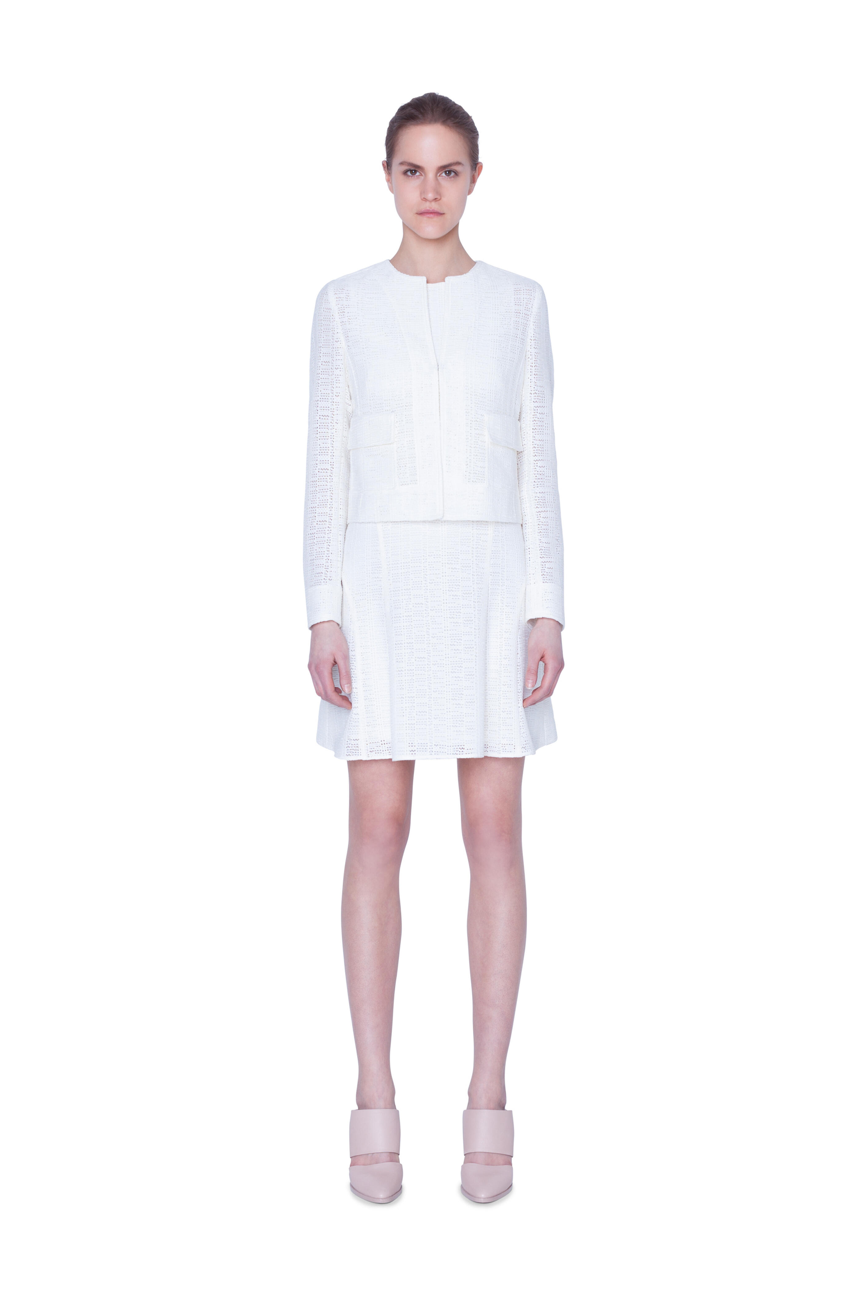 Akris Punto - Cream Grid Lace Cropped Jacket