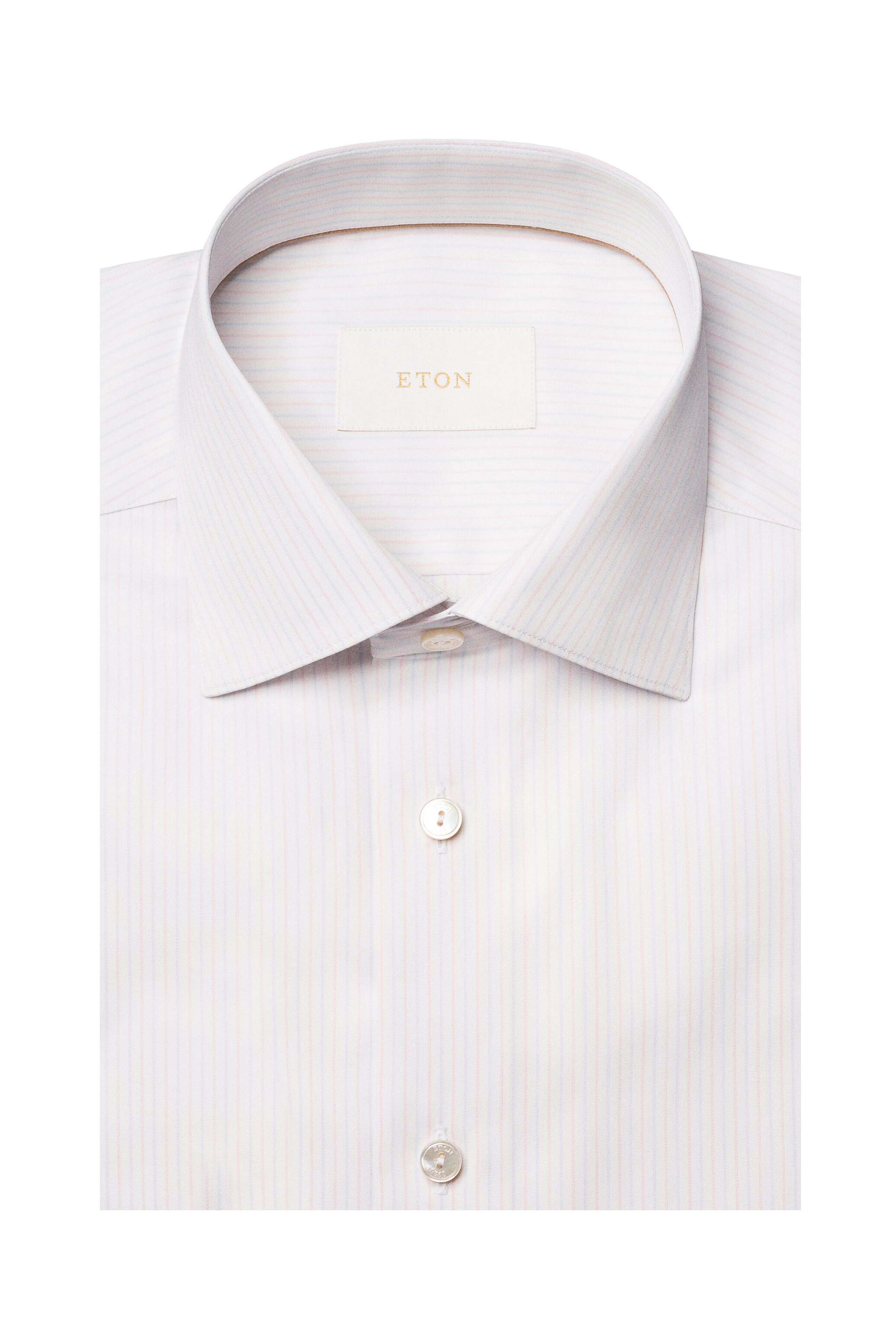 Eton - Pink & Blue Stripe Cotton Dress Shirt - view 2