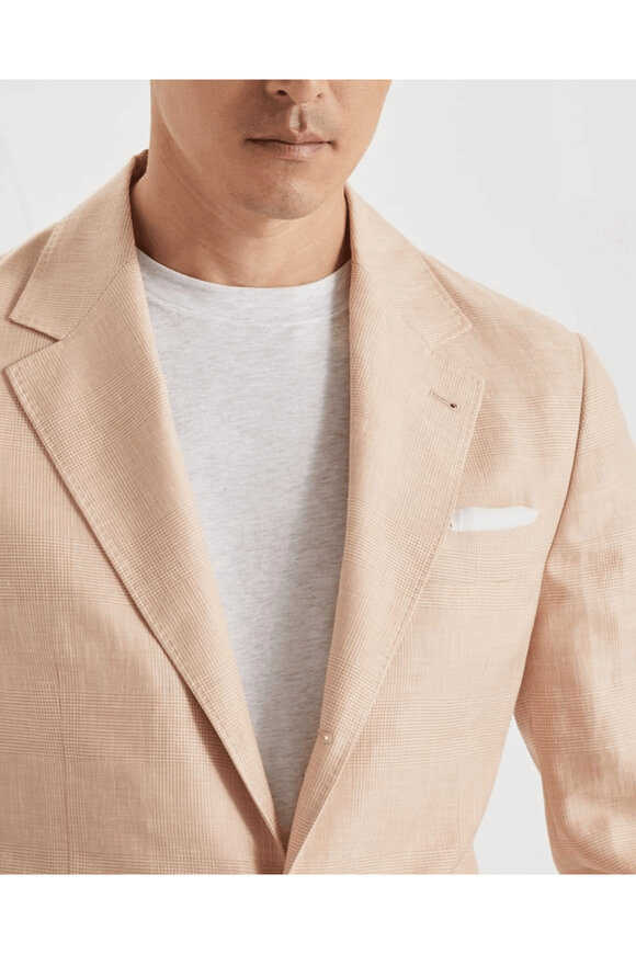 Brunello Cucinelli Melon Prince of Wales Sportcoat - view 4