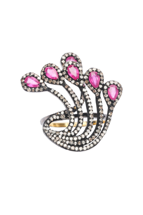 Loren Jewels - 18K Gold & Sterling Silver Ruby Cocktail Ring